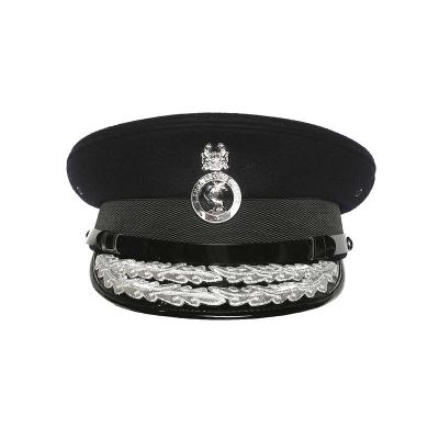 Black and silver trendy military officer peaked cap